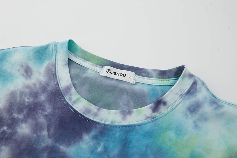KLIEGOU Men's Hip hop Tie Dye Short Sleeve T-Shirt (K272 Green, Large) - Image 3